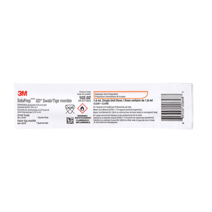 3M SoluPrep Wipe, Small, Clear 0.5% CHG / 70% IPA 10102