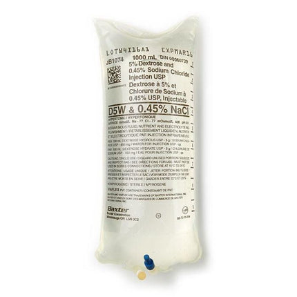 Baxter Dextrose 5% and Sodium Chloride 0.45% Injection Solution