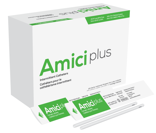 Amici Plus Female Intermittent Catheter with Smooth Low-Profile Eyelets