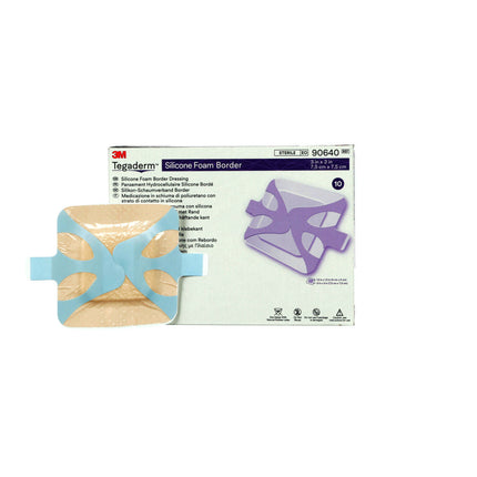 3M Tegaderm Silicone Foam Border Dressing 90640, 3x3 in,
