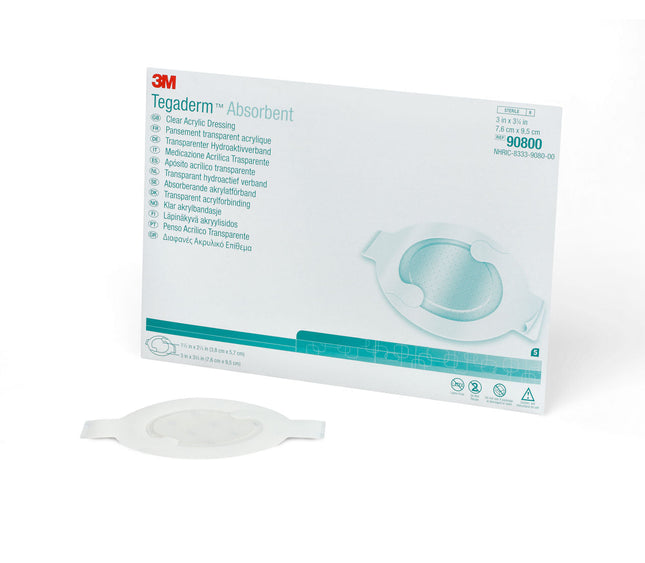 3M Tegaderm Absorbent Clear Acrylic Dressing, 90800, Oval
