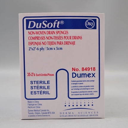 Dumex Tracheotomy Drain Sponge, Non-Woven, 6-Ply, Sterile