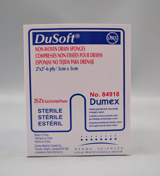 Dumex Tracheotomy Drain Sponge, Non-Woven, 6-Ply, Sterile