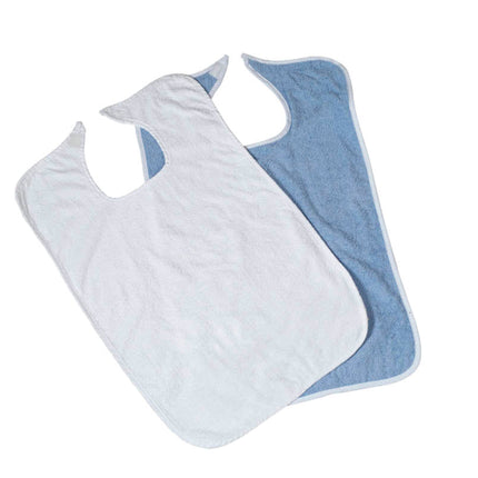 Terry Cloth Bibs, Blue, Velcro Closure
