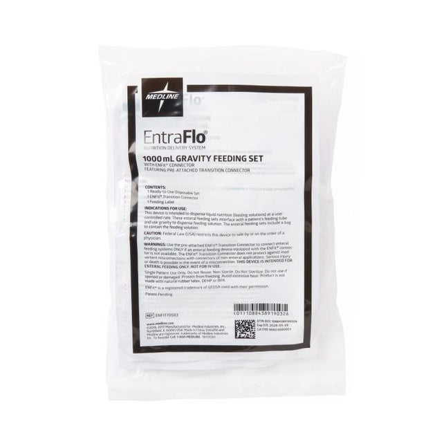 Medline EntraFlo Gravity Feeding Bag Set with ENFit Connector