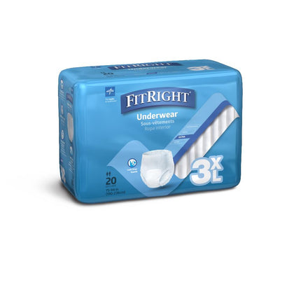 Medline FitRight Bariatric Disposable Underwear 3XL 80Ct