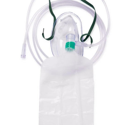 Medline Non-Rebreather High-Concentration Oxygen Mask, Adult, Tubing: 7' (2.1 m)