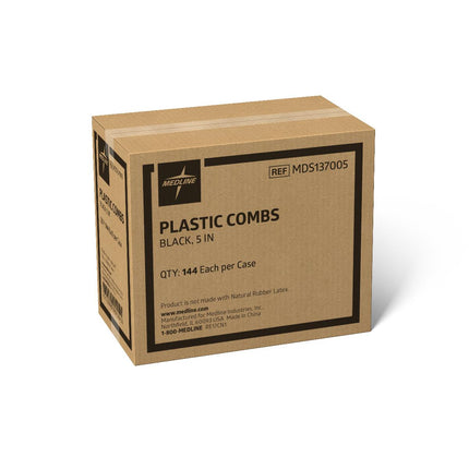 Medline Classic Plastic Men's Comb, 5", Black