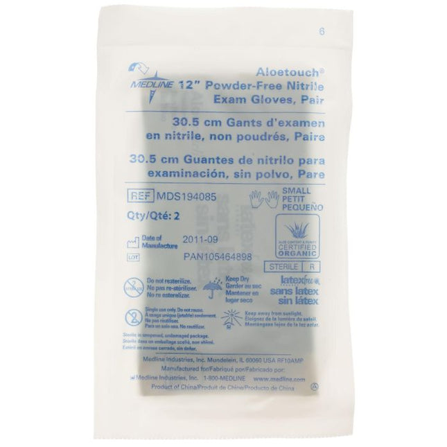 AloeTouch Sterile Powder-Free Nitrile Exam Glove, Extended Cuff, 12"