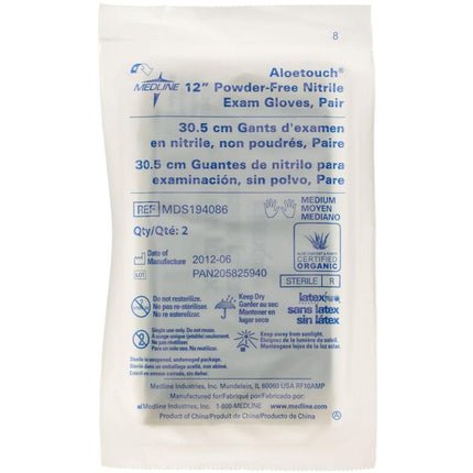 AloeTouch Sterile Powder-Free Nitrile Exam Glove, Extended Cuff, 12"
