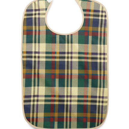 Medline Terry Cloth Clothing Protector with Hook-and-Loop Сlosure, Hook and Loop Strap, Tartan