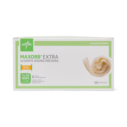 Maxorb® Ag Silver 100%-Calcium Alginate Dressing, 1" x 12" (2.5 cm x 30 cm), Rope
