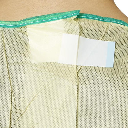AAMI Level-2 Multi-Layer SMS Medium-Weight Isolation Gown with Tape-Tab Neck and Elastic Wrist, Extra Large