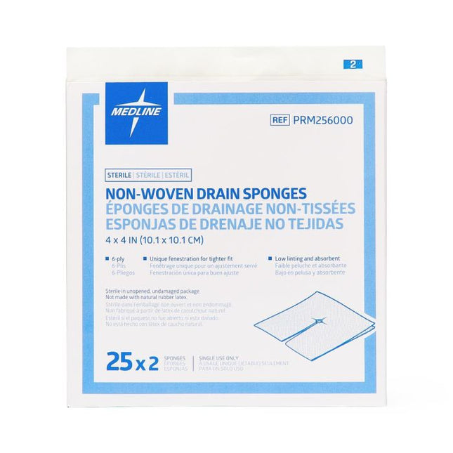 Medline Sterile Non-Woven Gauze Drain Sponge