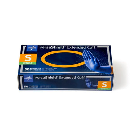 VersaShield Powder-Free Nitrile Exam Glove, Extended Cuff, 12", Blue