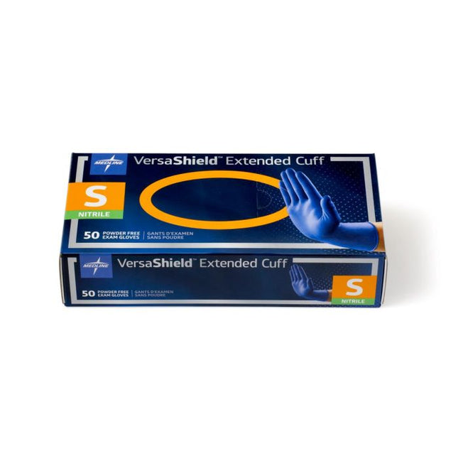 VersaShield Powder-Free Nitrile Exam Glove, Extended Cuff, 12", Blue